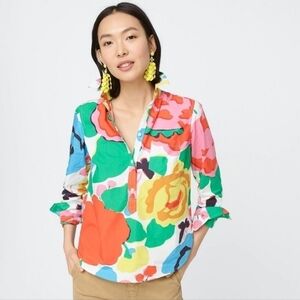 J.Crew Cotton Poplin Classic Popover Floral Shirt
